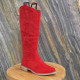 Botte rouge aspect daim