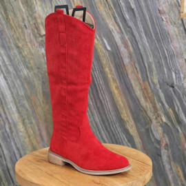 Botte rouge aspect daim