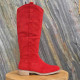 Botte rouge aspect daim