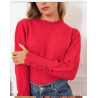 Pull rouge avec dentelle