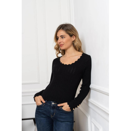 Pull ajouré noir