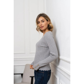 Pull ajouré gris